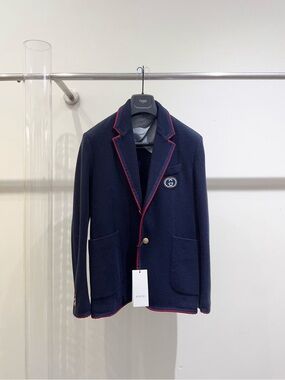 Gucci Navy Blazer with Red Trim